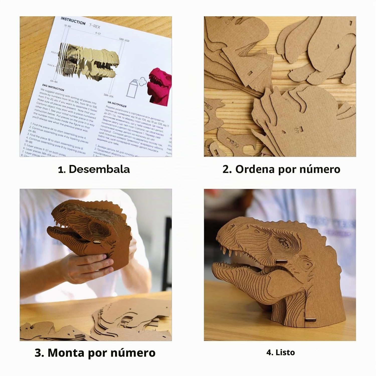 Dinosaurio T-Rex Puzzle 3D de Cartón – Maqueta para Montar