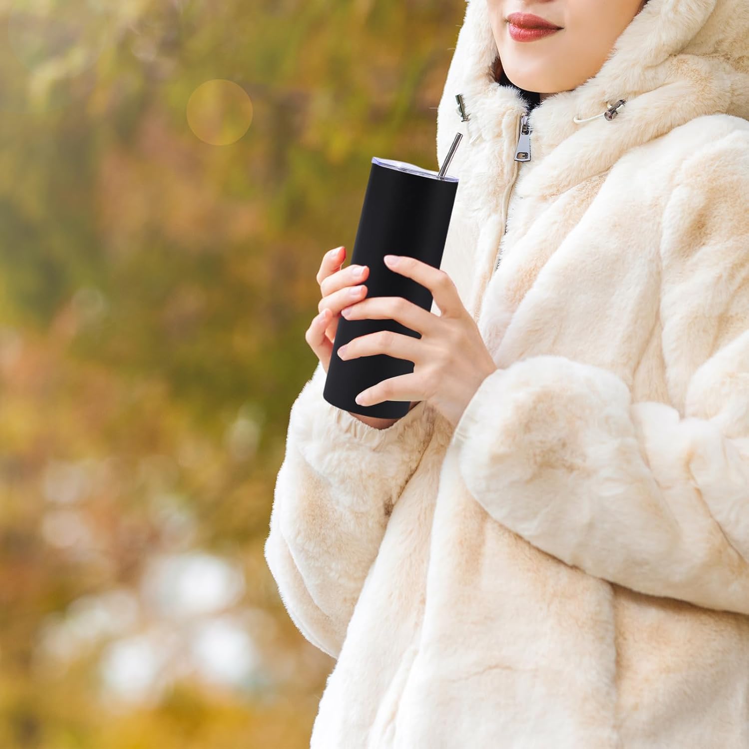 8 Pack Skinny Tumblers with Straws and Lids, 20oz Powder Coated Stainless Steel Slim Tumbler Double Wall Vacuum Insulated Coffee Cups for Hot Cold Drink (Mixed color) - Image 7