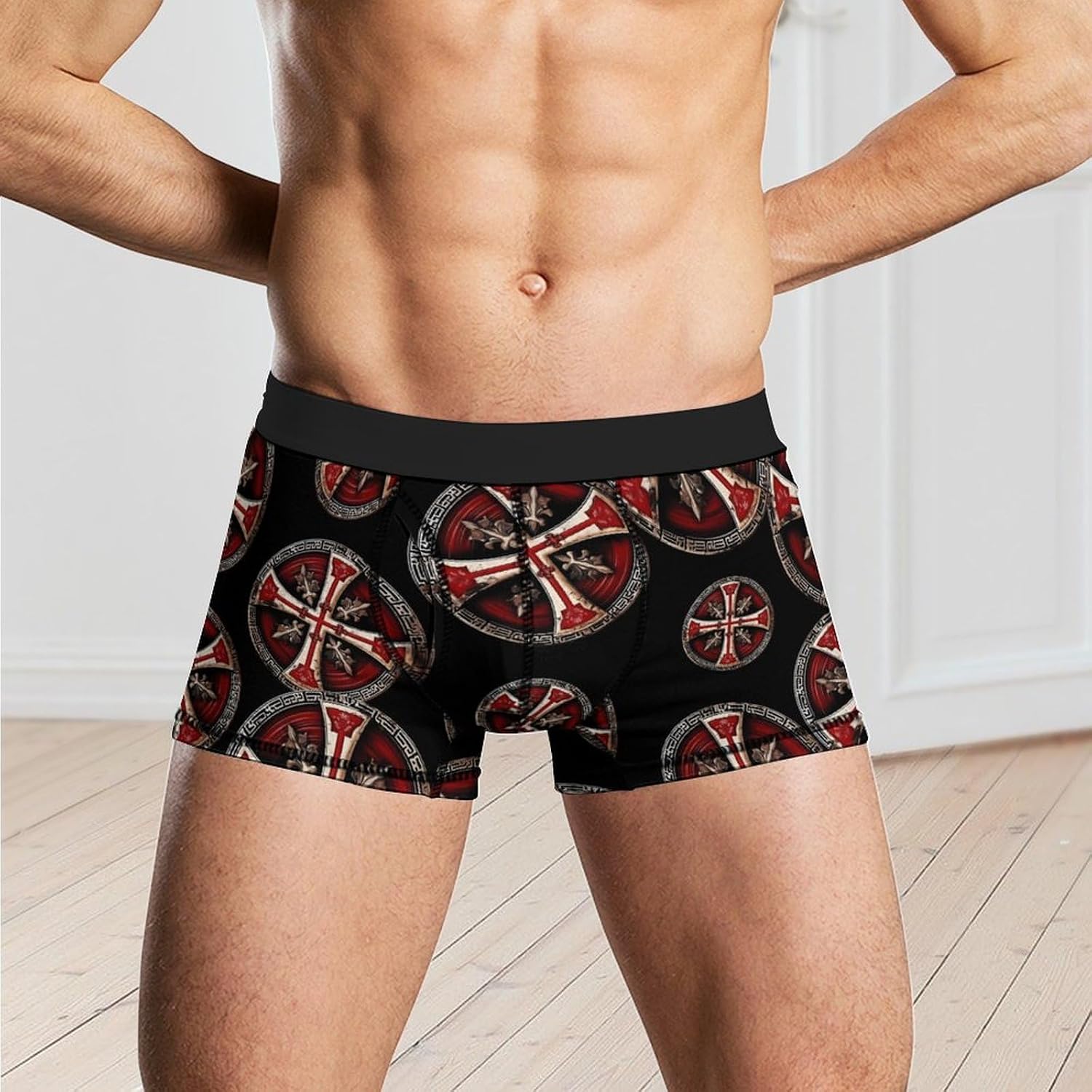 Knights Templar Crosses Mens Boxer Briefs Breathable Underwear Trunks Short Pants