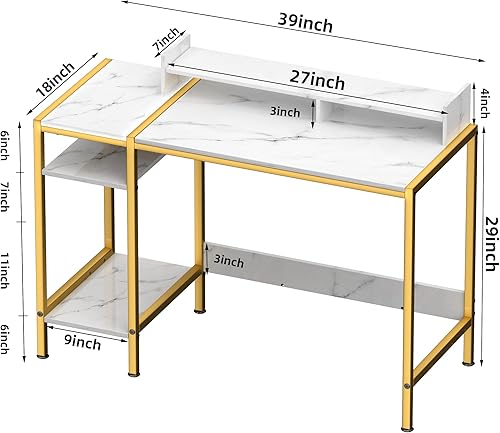 Miniatura 9 de MINOSYS Escritorio para computadora, escritorio para juegos de 43 pulgadas, escritorio de oficina en casa con almacenamiento, escritorio pequeño con