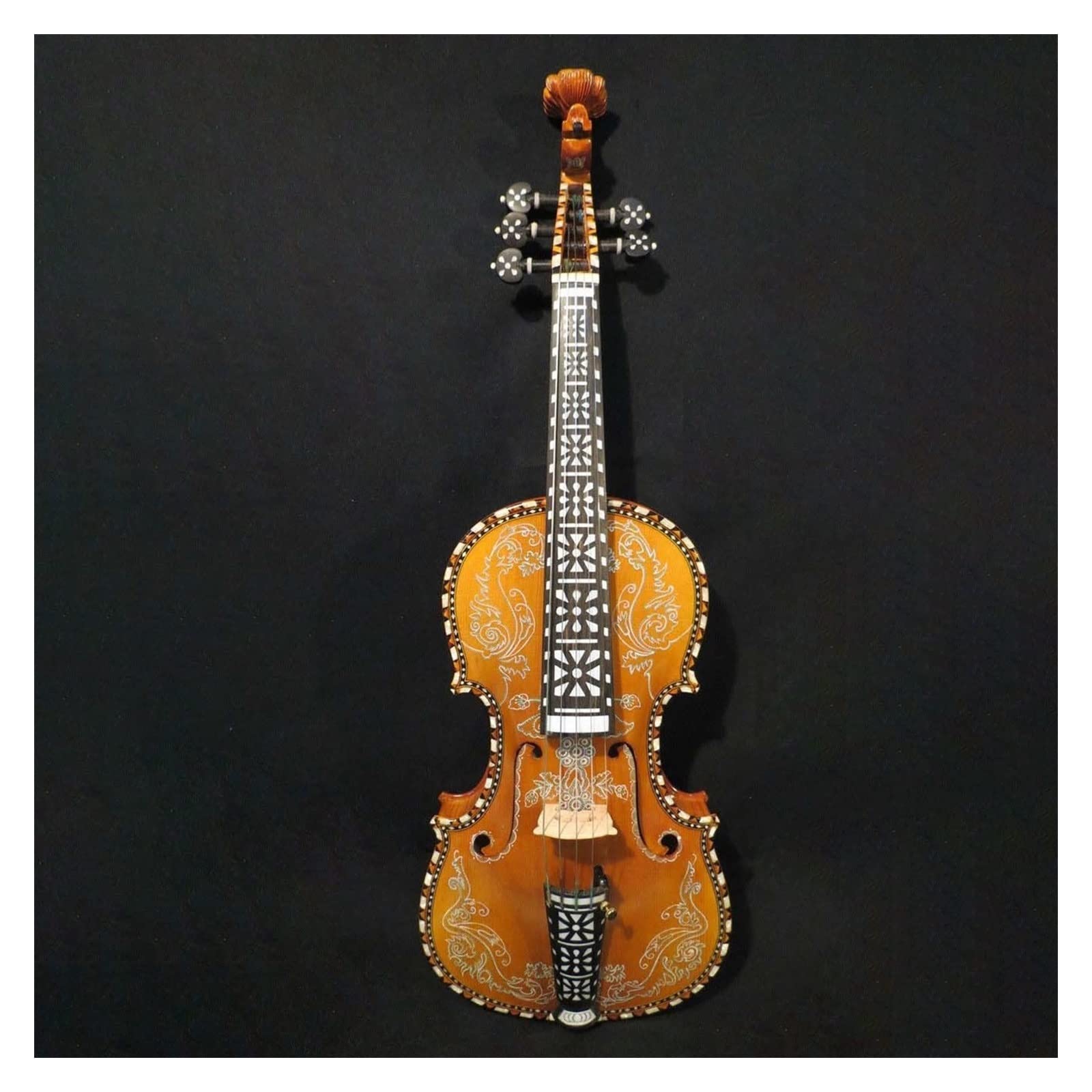 Bellissimo Strumento Musicale A 5 Corde per Violino 4/4 Parti in Ebano E Tastiera con Custodia Archetto Violini per Studenti