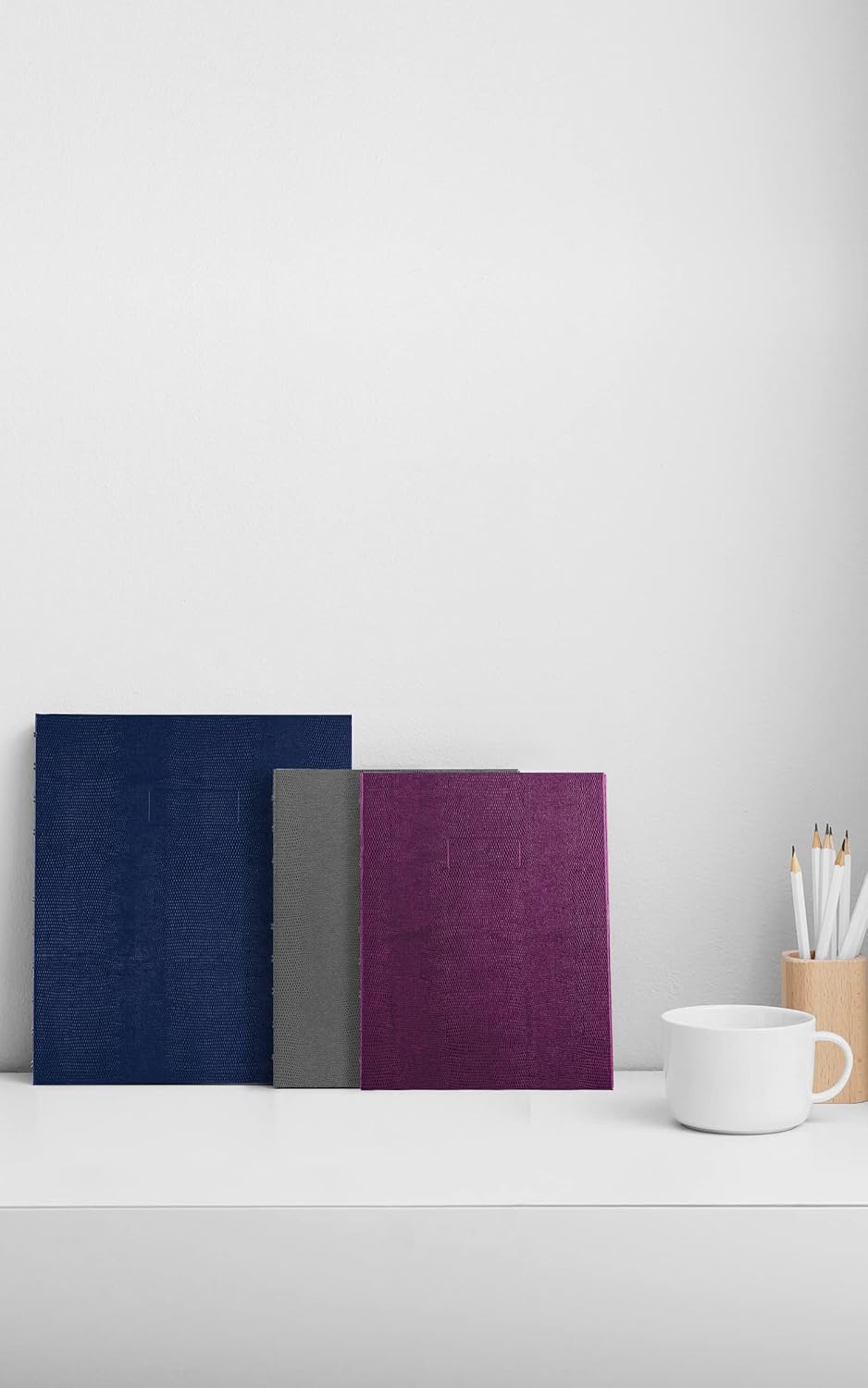 Blueline MiracleBind™ Notebook, Refillable, Lizard-Like Hard Cover, 9.25" x 7.25", 150 Ruled Pages, Cool Grey (AF9150.97)