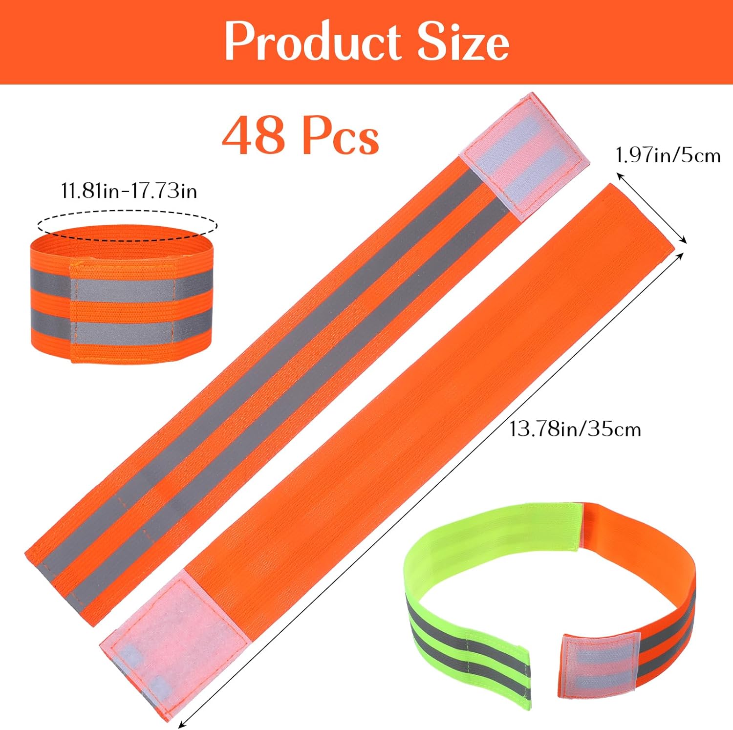 48 Pcs Reflective Bands Reflector Bands for Wrist, Arm, Ankle, Leg, High Visibility Reflective Gear Safety Reflector Tape Straps for Night Walking, Cycling and Running