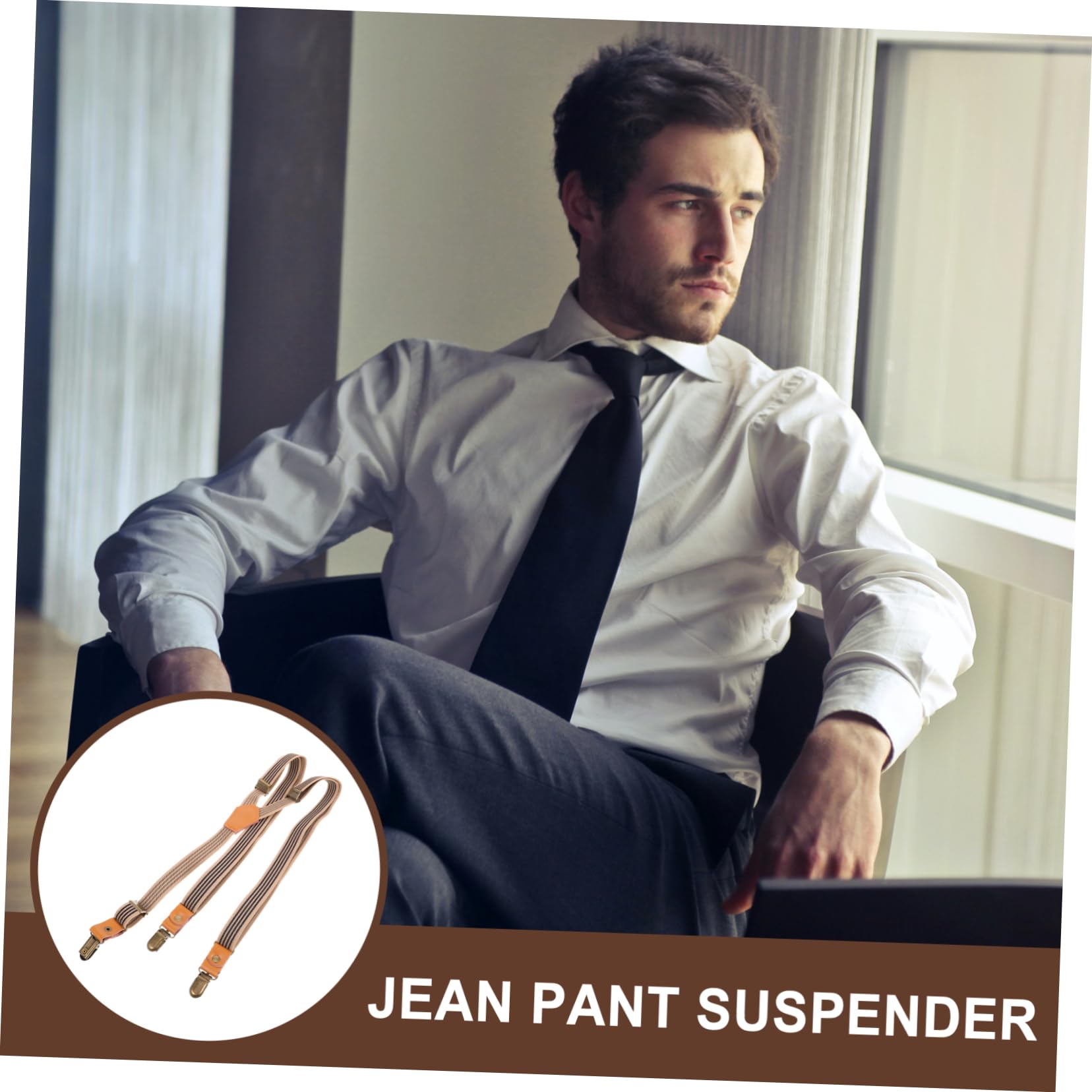 4pièces Bretelles Élastiques Ajustables Pour Hommes Accessoire Pratique Et Confortable Pour Costumes Et Jeans Design y Avec Rayures