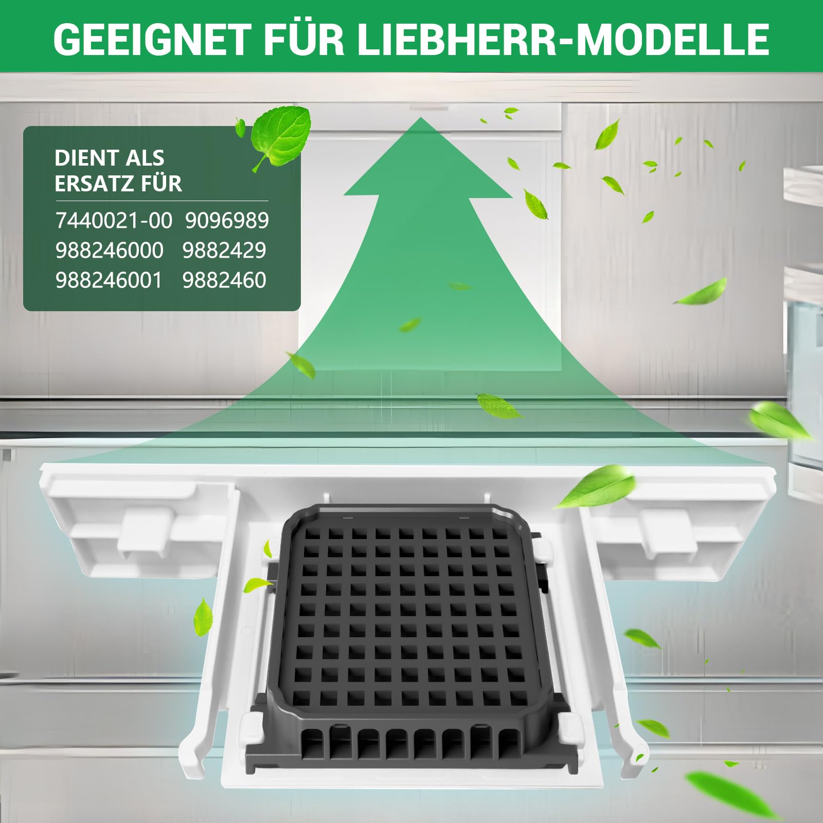4 Stück Fresh Air Filter für Liebherr, Prämie Kühlschrank Aktivkohlefilter Passend für 9096989, 988246000, 988246001, 9882429, 9882460, Ersetzt 7440021-00