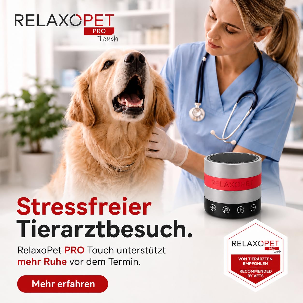 RelaxoPet® Pro Touch, Anti-Stress-System für Hunde, hochfrequente Klangwelten zur Entspannung. Bekannt aus 'Die Höhle der Löwen'