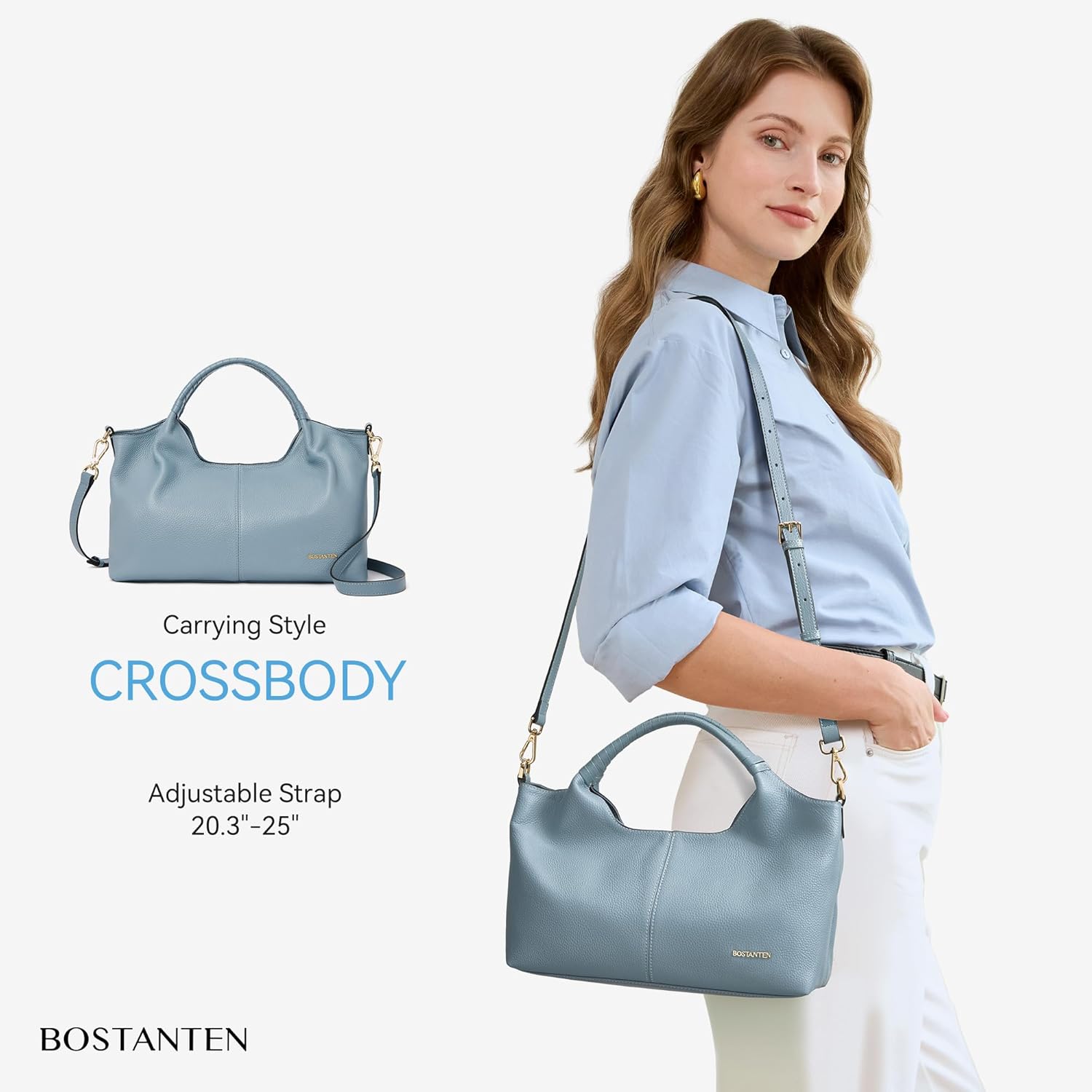 BOSTANTEN Genuine Leather Purses for Women Designer Handbags Crossbody Shoulder Bags Top Handle Satchel with Adjustable Strap - Image 4