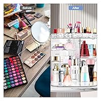 Vista 4 de MISERWE Organizador de maquillaje giratorio de 360°, organizador de maquillaje ajustable DIY, carrusel giratorio con gran capacidad, organizador