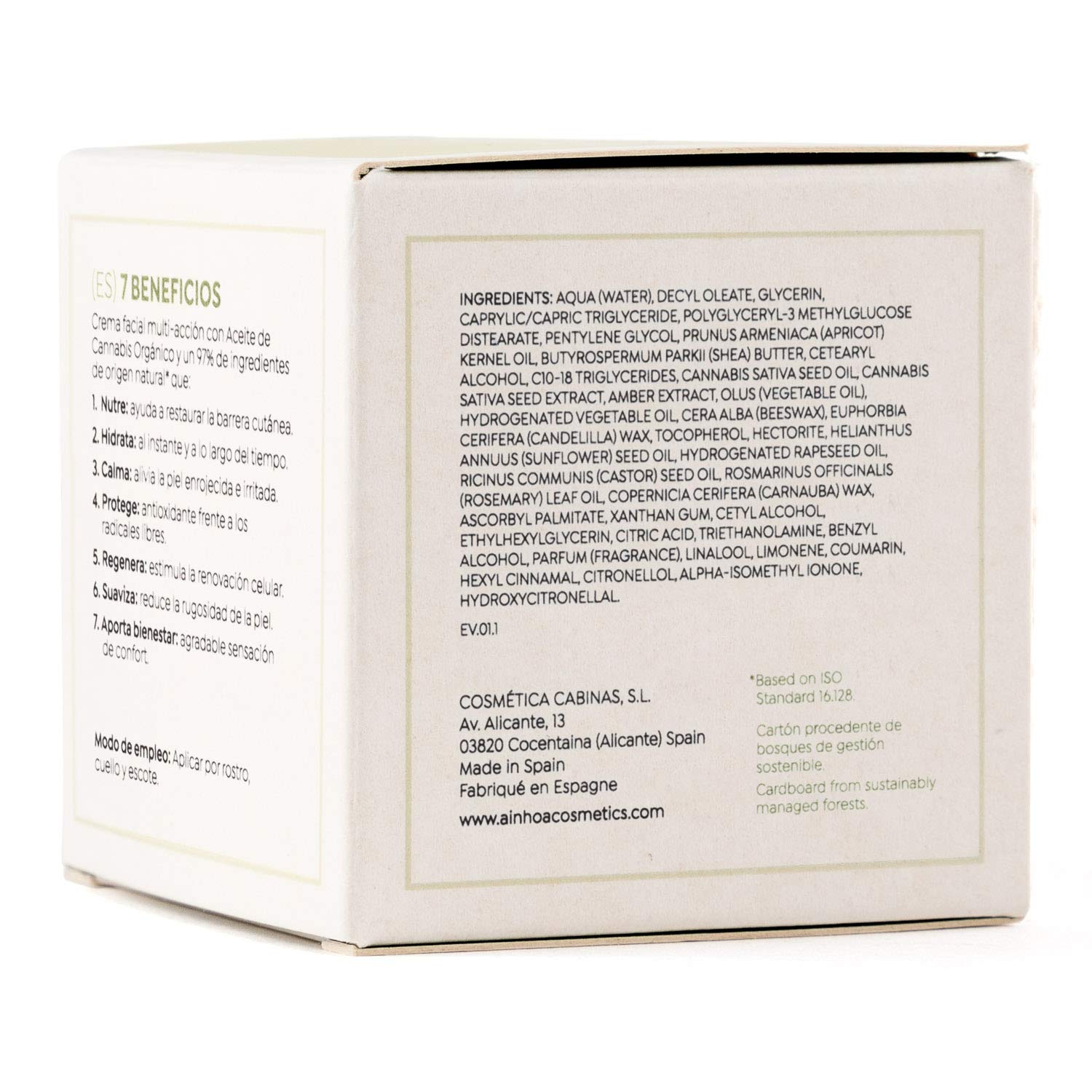 AINHOA Cosmetics CANNABI7 Bogaty krem 7 zalet z olejem konopnym 50 ml - pielęgnacja twarzy z konopiami - naturalny i wegański kosmetyk dla kobiet/mężczyzn - dzień / noc - profesjonalna jakość