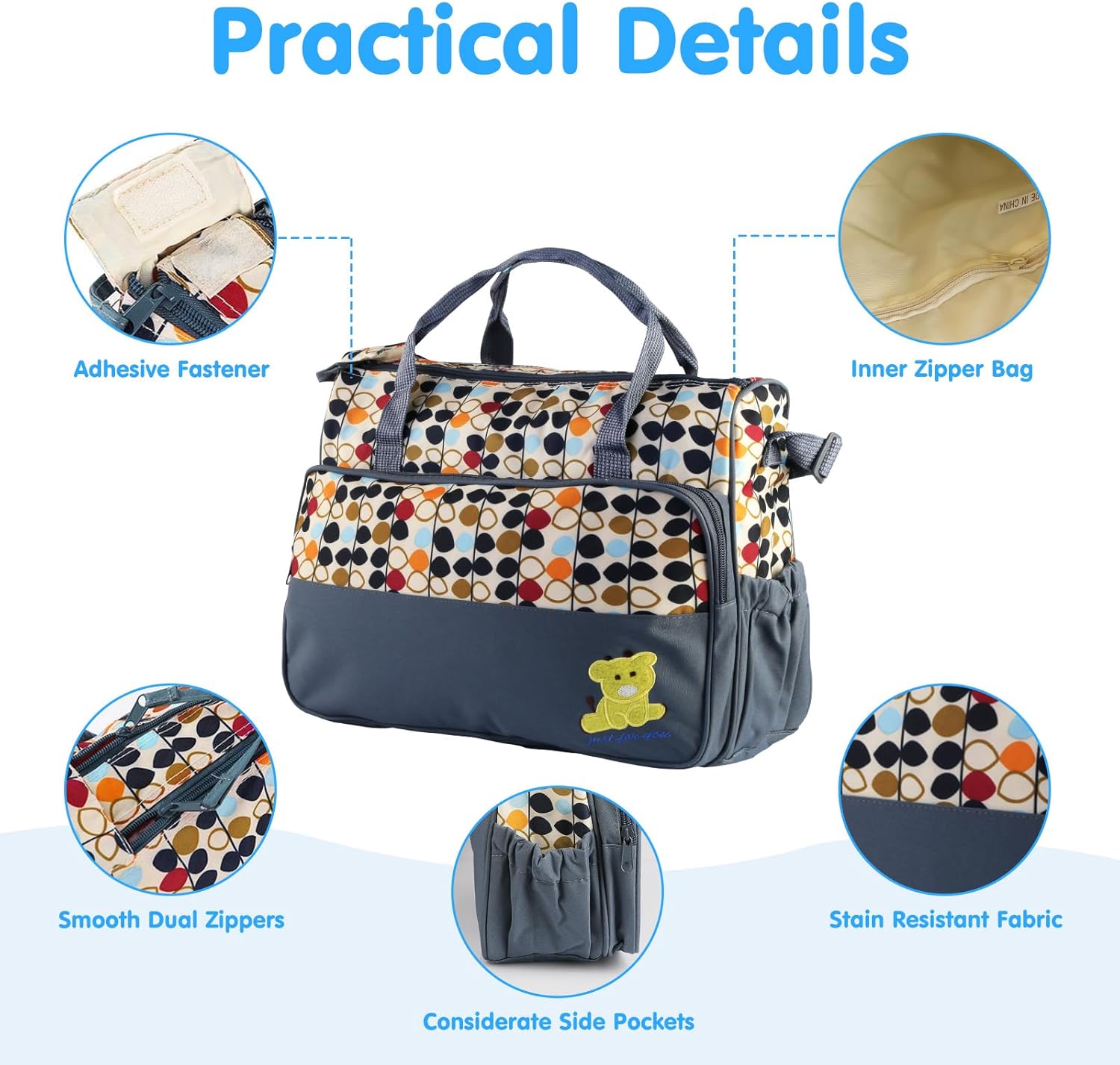 5PCS Baby Nappy Diaper Bags Set Mummy Diaper Shoulder Bags