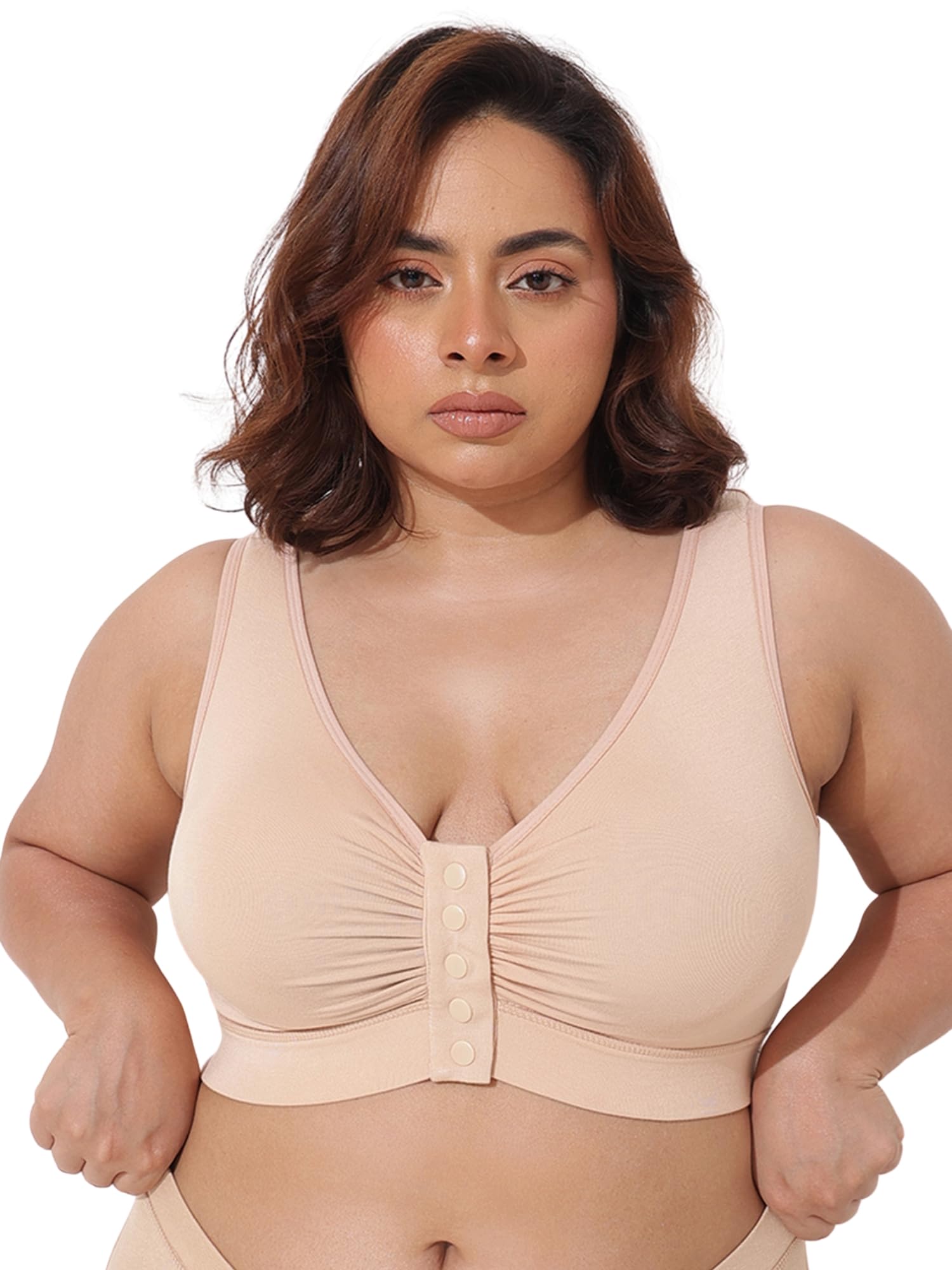 Women's Maternity Feeding Bra | Front Open Nursing Bra with Inner G-Hook Support | Non Padded Wirefree Full Coverage Breastfeeding Bra | Soft Lenzing Modal Pregnancy & Postpartum Innerwear-image-34