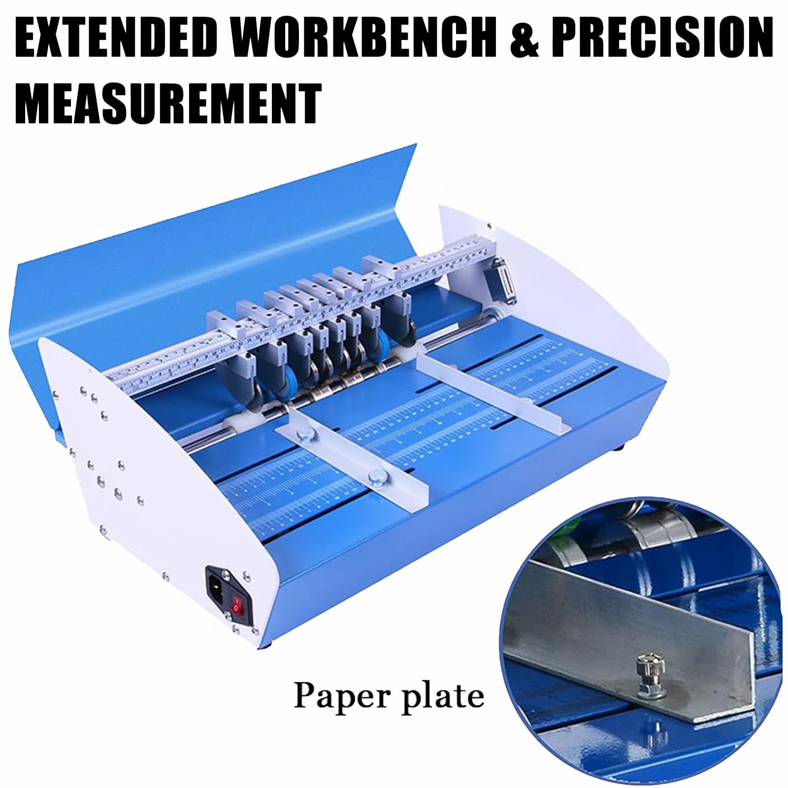 Máquina perforadora de papel, máquina plegable 3 en 1, máquina eléctrica de puntuación de pliegues, metal resistente, perforación/pliegue/corte de 1 mm de ancho, para fotos, menús y cubiertas de