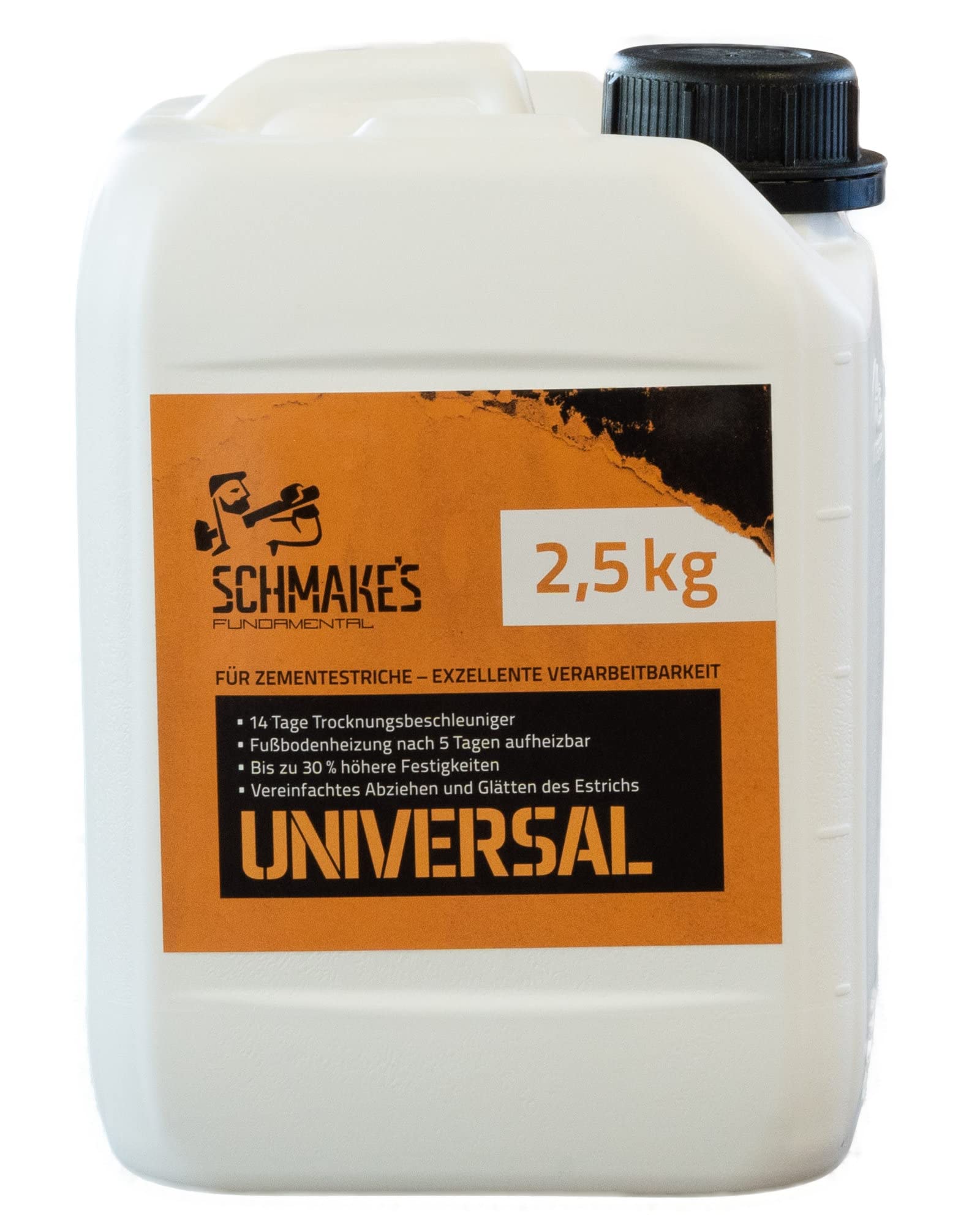 SCHMAKE'S Universal Estrichbeschleuniger 2,5 kg für ca. 12,5 m² Zement-Estrich, Zusatzmittel, Plastifizierer, Schnellbinder, Trocknungsbeschleuniger, Heizestrich Beton IBF-Zertifiziert