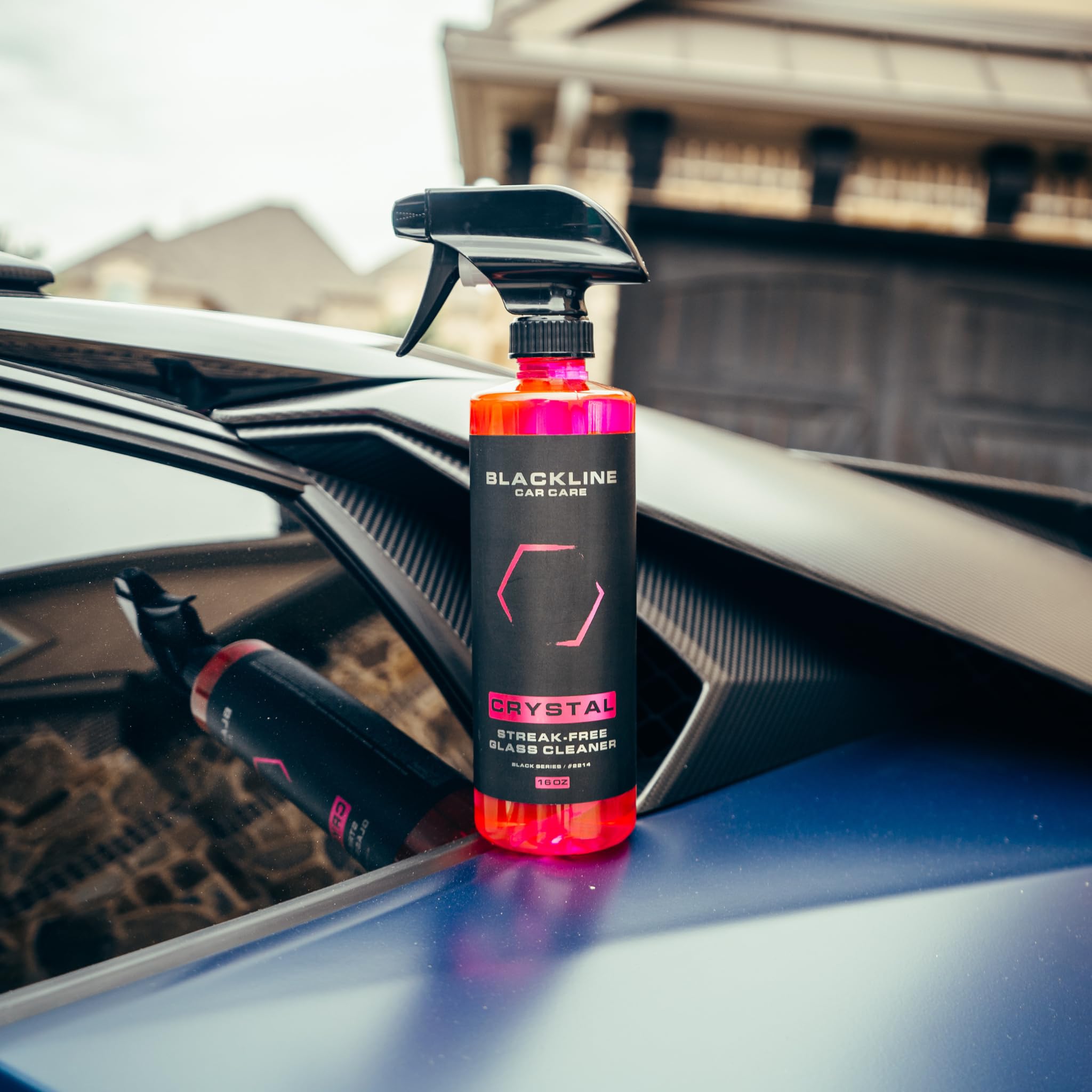 Blackline Best Glass Cleaner - Works on Glass, Windows, Mirrors & Navigation Screens. Tint Safe Window Cleaner for Car - 16 fl oz bottle, Streak Free Spray