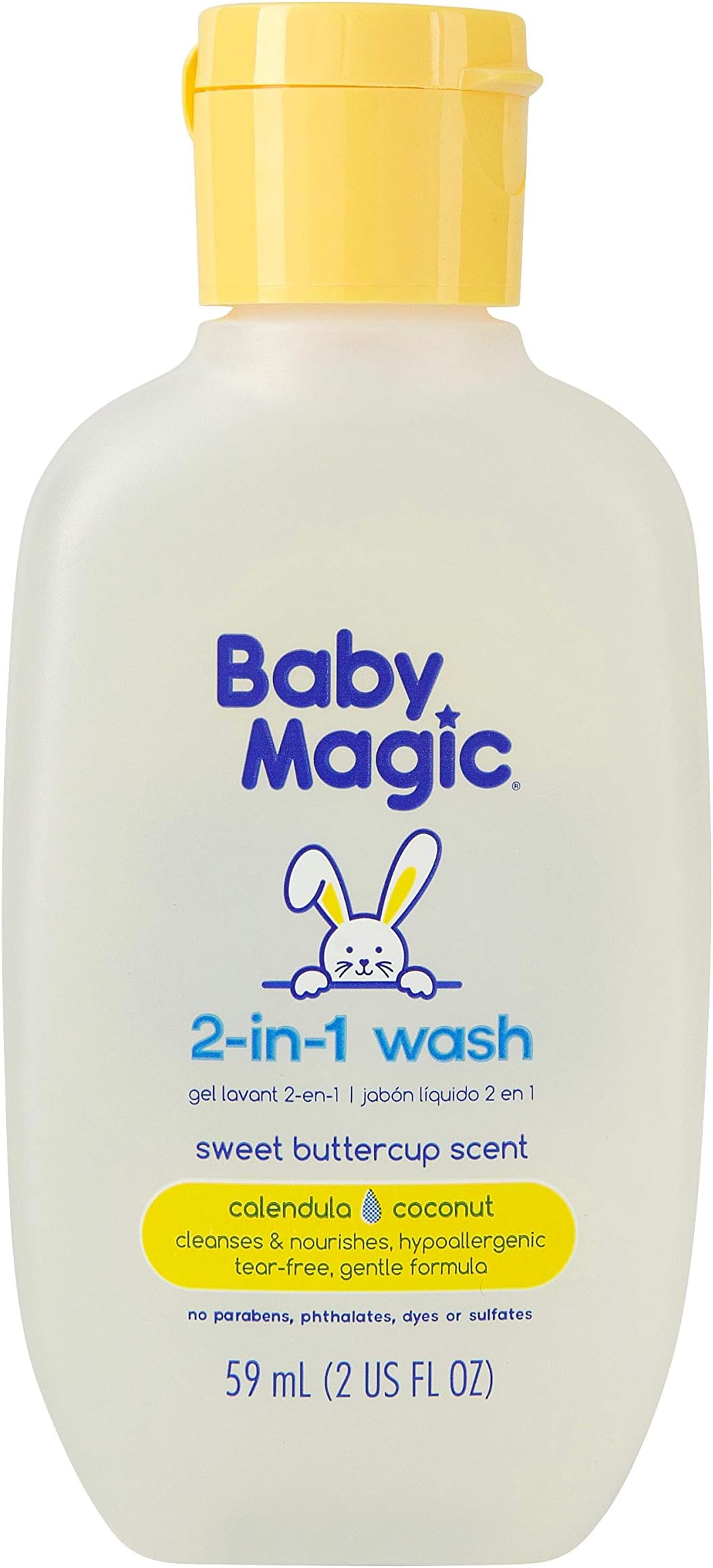 Baby Magic 2-in-1 Shampoo & Wash, Travel Size, Tear-Free, Calendula Oil & Coconut Oil, 2 Fl Oz