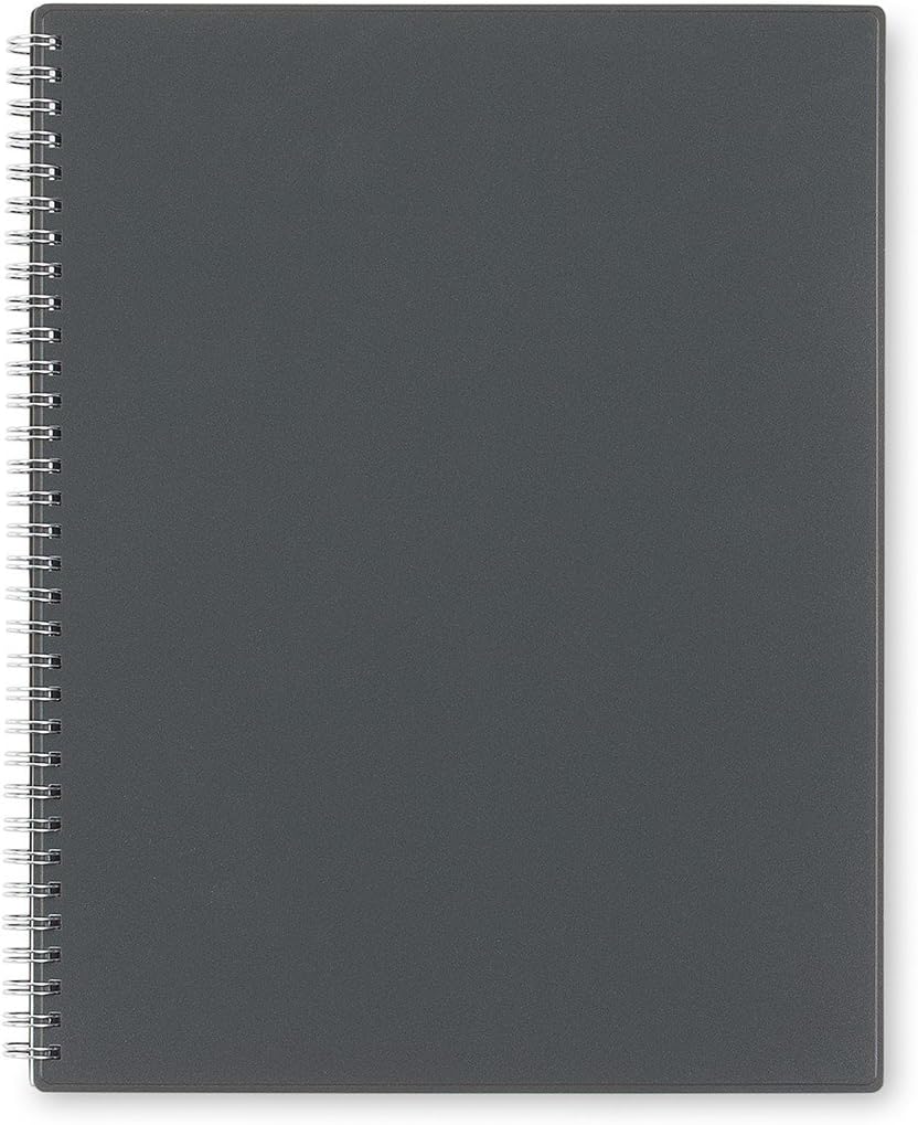 Blue Sky Notes Professional Notebook, Flexible Cover, Twin-Wire Binding, 8.5″ x 11″, Gray