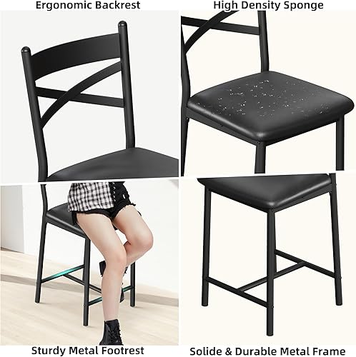Miniatura 5 de IDEALHOUSE Juego de 4 taburetes de bar de 26 pulgadas, sillas de bar tapizadas con respaldo, cojín grueso, taburetes de bar altura de mostrador para