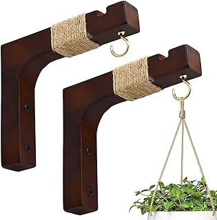 Plant Hanger Hooks for Indoor Hanging Plants, 2 Pack Rustic Farmhouse Wo...