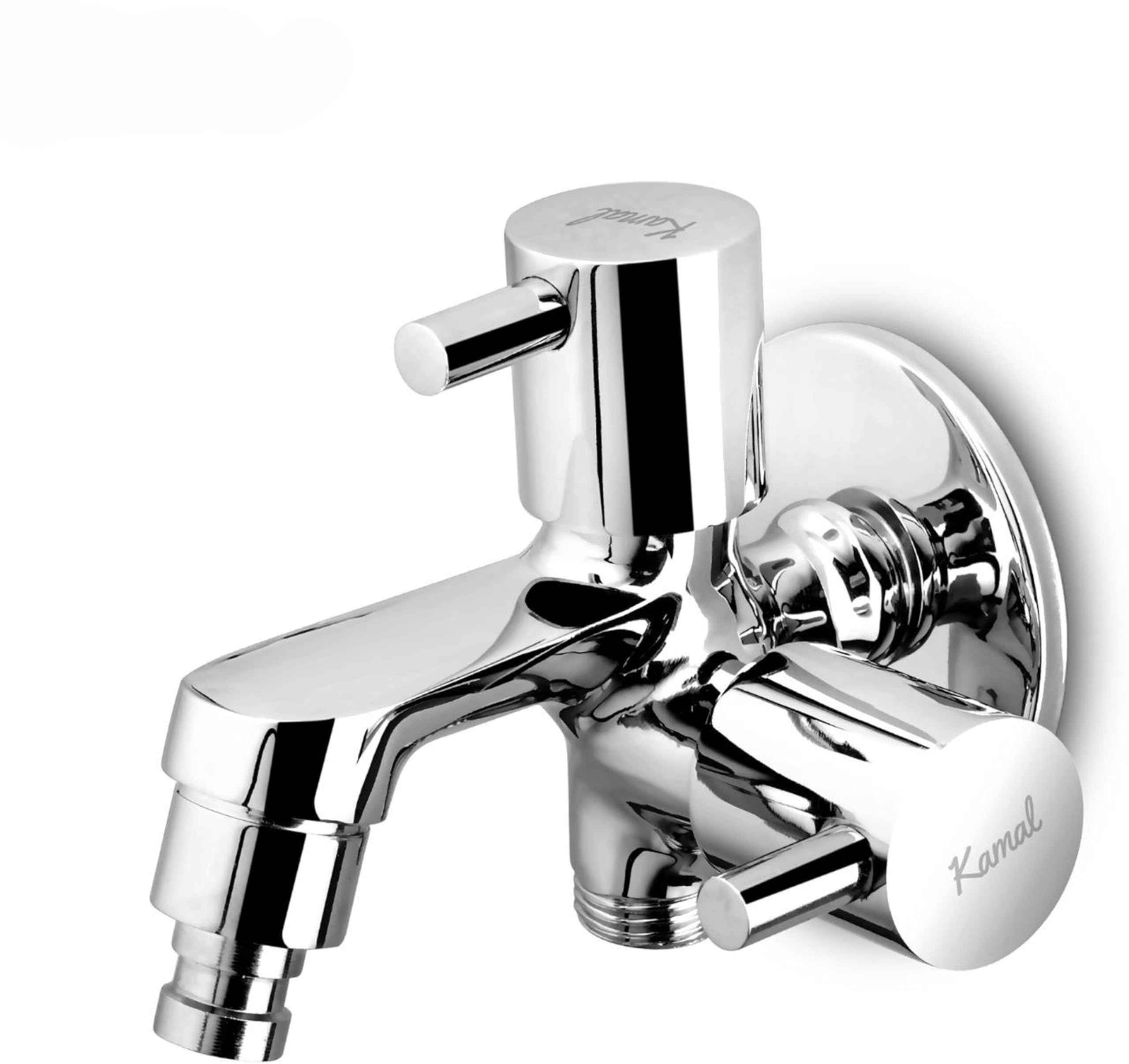 KAMAL Two Way Bib Tap - Elite Eco (with Washing Machine Adaptor) | Full Brass Quarter Turn Movement | Second Outlet is Standard 1/2 Inch BSP Thread Twin Elbow Valve (Wall Mount Installation)-image-31