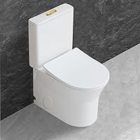 Vista 7 de WinZo Inodoro pequeño de una pieza con 10 "áspero-en-en compacto moderno doble descarga para baño pequeño y corto baño polvo blanco