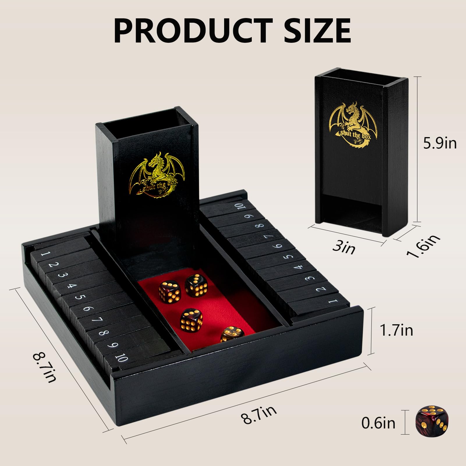 Shut the Box Würfelbrettspiel aus Holz für 2 Spieler