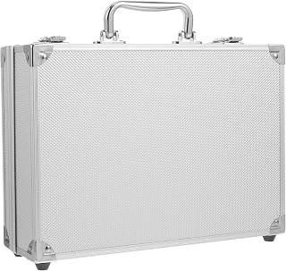 BESTonZON Portable Aluminum Alloy Tool Storage Case with Sponge Lining for Organizing Documents and Instruments Compact Briefcase for Office and Home Use