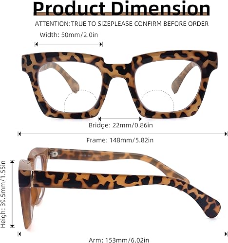 Miniatura 4 de LOVIVY Gafas de lectura bifocales para mujer, de gran tamaño, doble enfoque, luz azul, Oprah, sin línea, gafas retro cuadradas transparentes