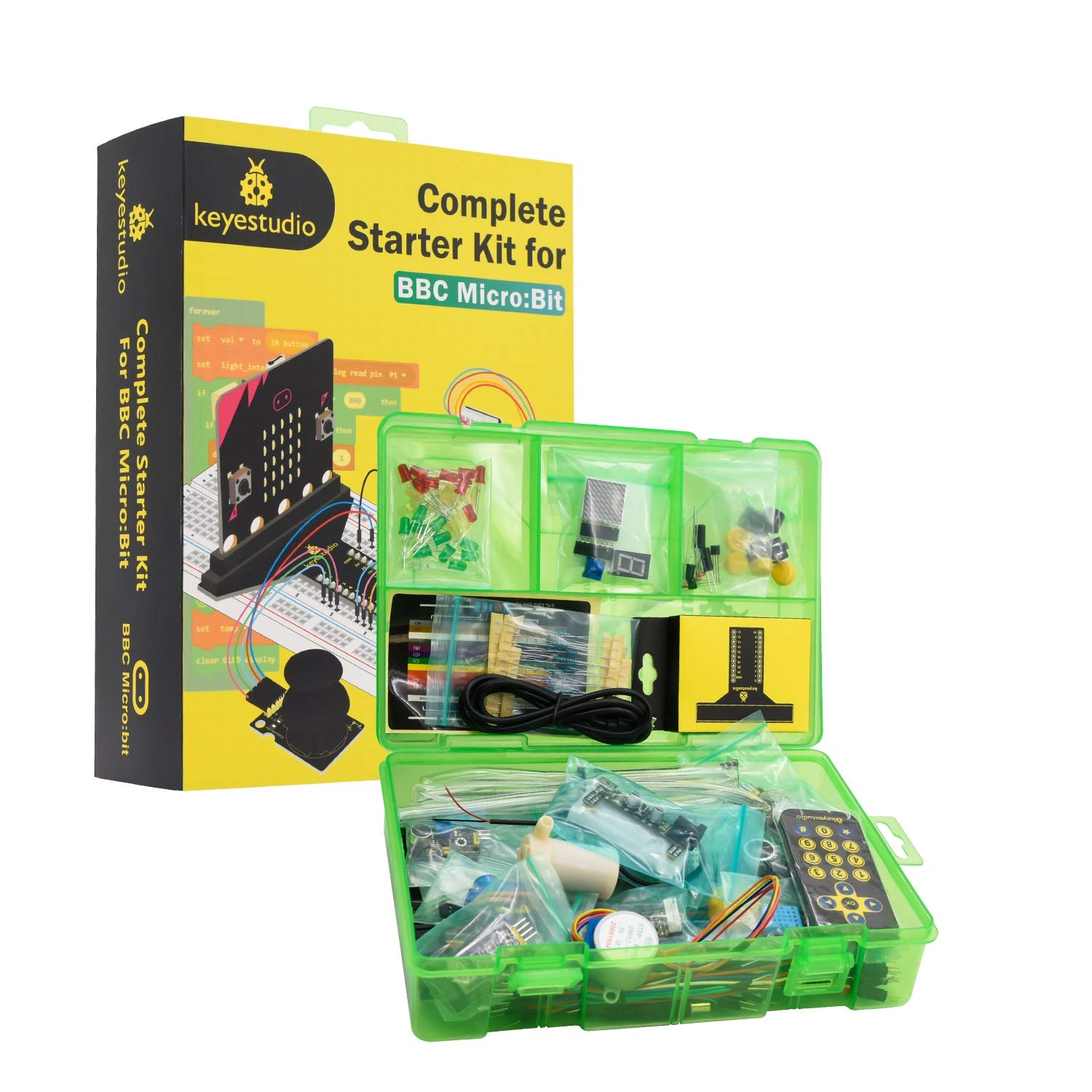 KEYESTUDIO Complete Starter Kit with Microbit V2 for BBC Microbit STEM, 45 Projects Tutorial