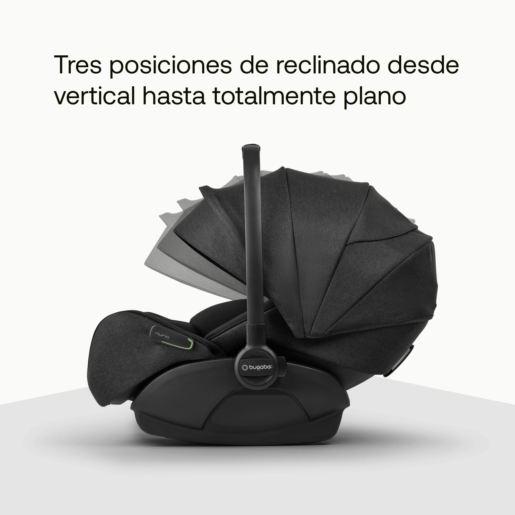 Bugaboo Otter by Nuna - Silla de coche i-Size, compatible con base 361 | reclinable hasta posición horizontal, capota UPF 50+, espuma viscoelástica, para bebés de 0-15 meses, Mineral Washed Black