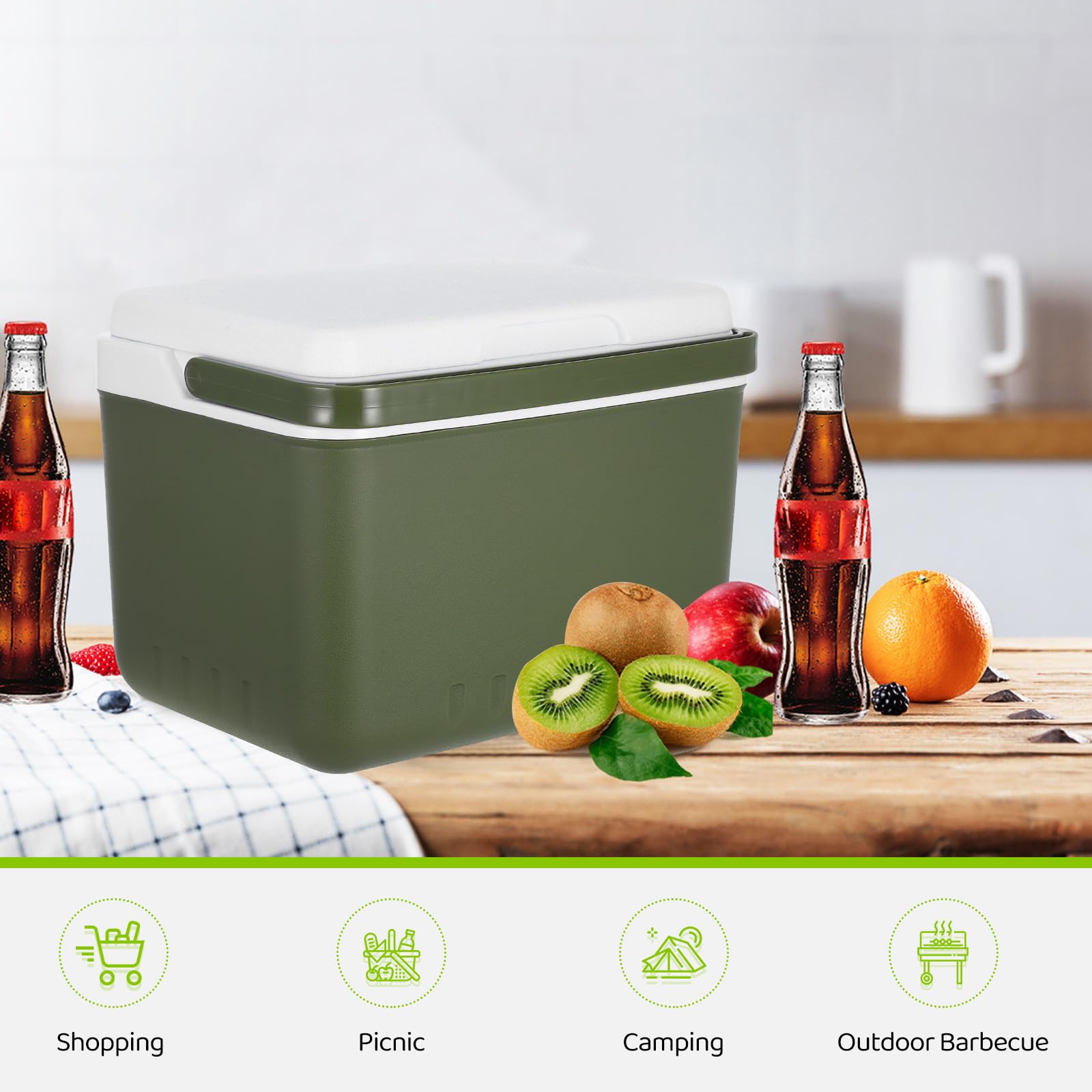 Mini Frigorifero Portatile 6l con Maniglia, Borsa Termica Rigida Isolata per Campeggio, Picnic e Viaggi in Auto, Contenitore Termico per Alimenti da Esterno, Scatola Refrigerante