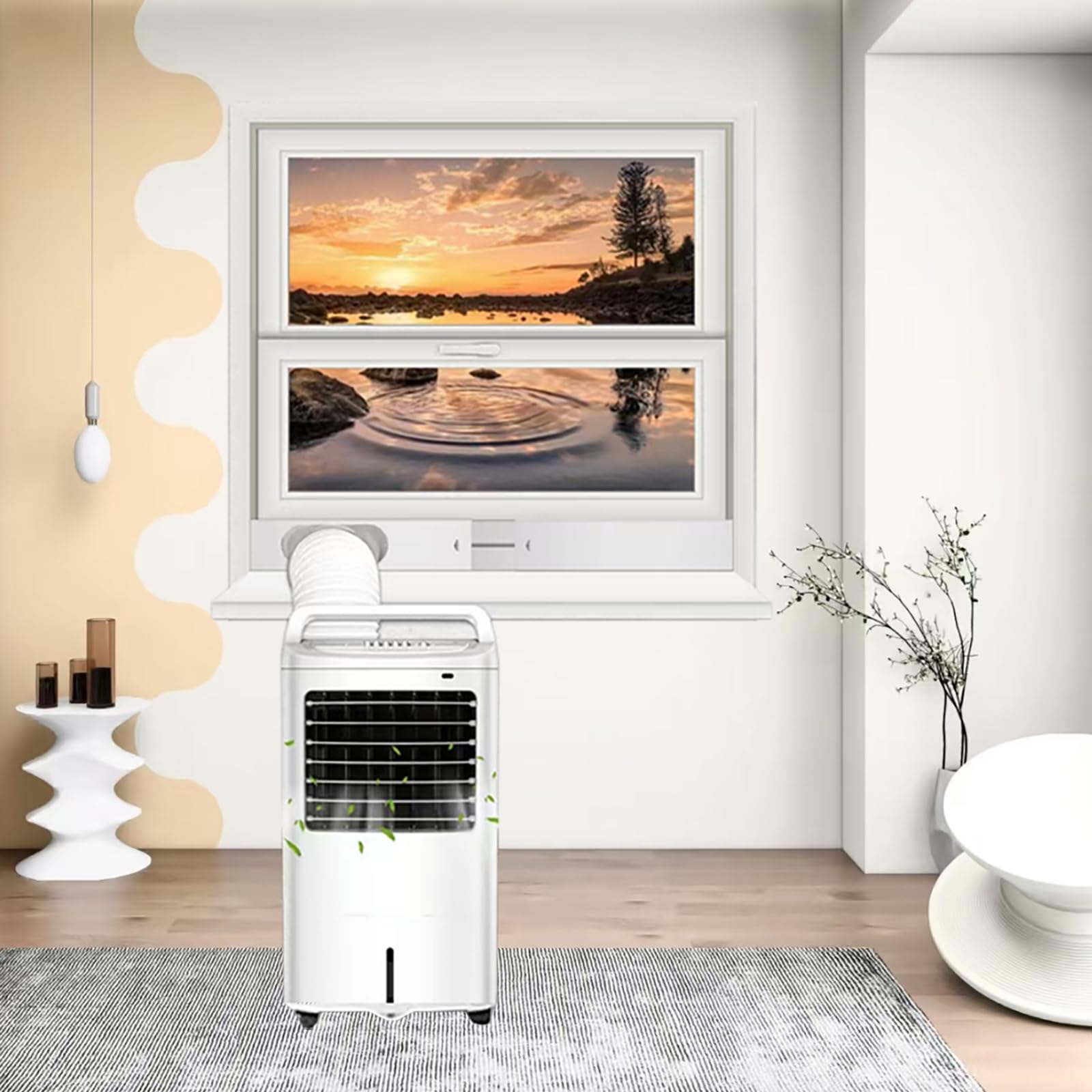 Kit de ventilación de aire acondicionado portátil para ventanas, manguera de escape de 5.1 pulgadas de diámetro y 59 pulgadas de longitud, panel de sellado de CA portátil universal para ventana