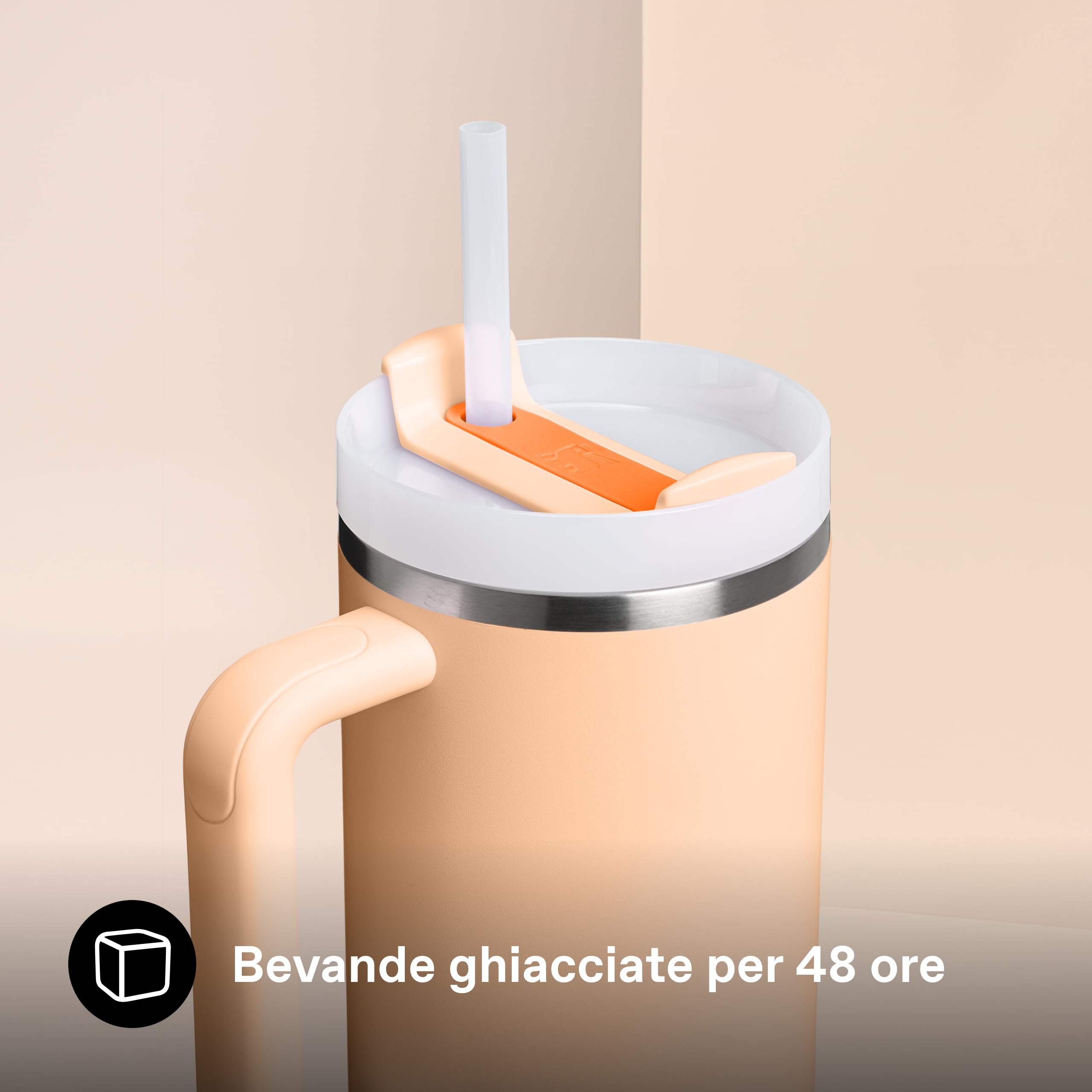STANLEY 1913 Quencher H2.0 Flowstate Borraccia Con Cannuccia 1.2L - Freddo Per 11 Ore - Con Ghiaccio Per 48 Ore - Senza BPA - Tazza Termica Con Manico - Orange Sherbet