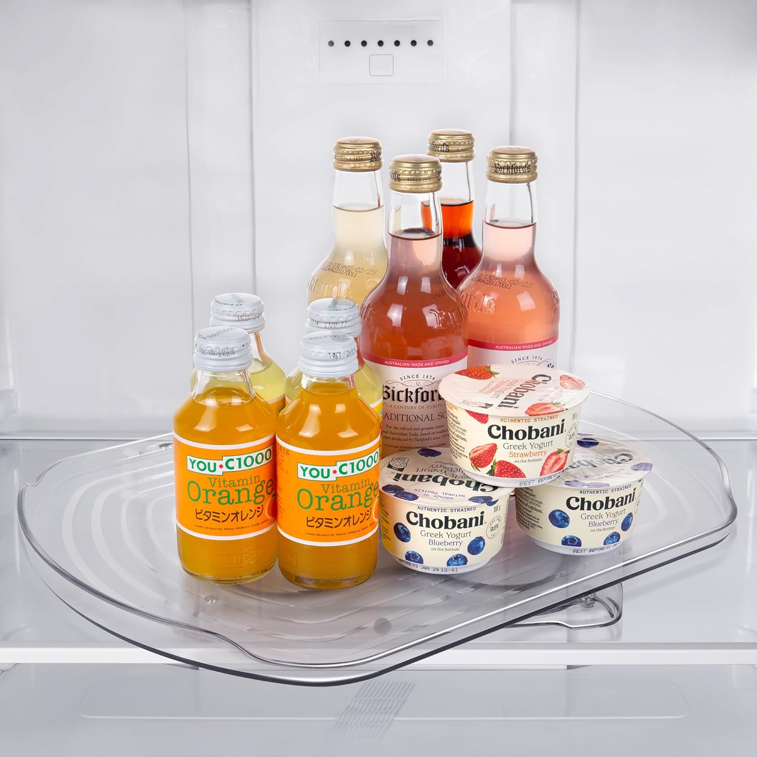 Square Lazy Susan Organizer for Refrigerator, 360° Rotate Rectangle Turntable Organizer and Storage for Fridge, Cabinet, Pantry, Kitchen, Countertop, 15.7'' Clear Fridge Organizer Storage, 1PACK