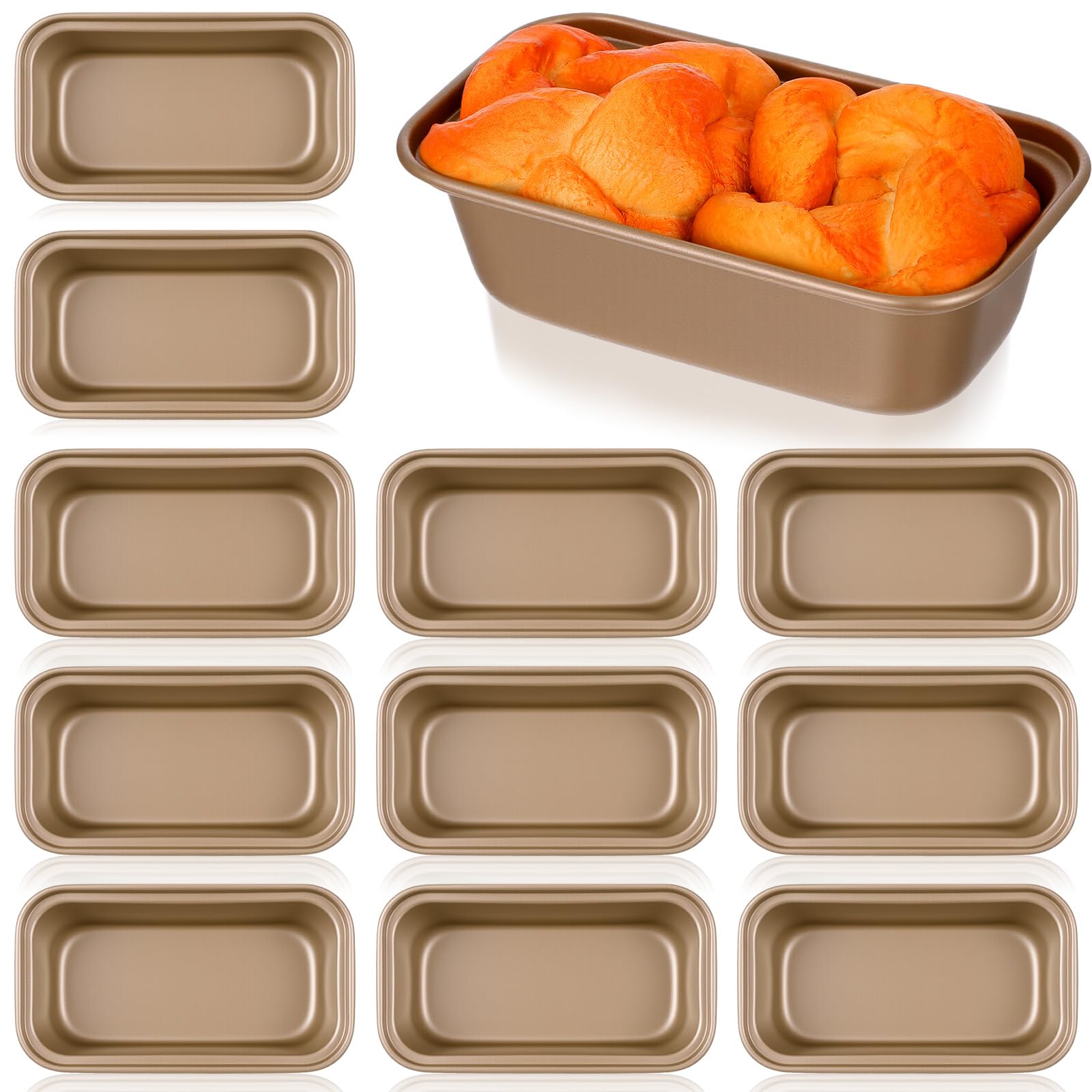 View 1 of 12 Pcs Mini Loaf Pan for Baking Nonstick Carbon Steel Banana Bread Tins Small Baking Pans for Banana Bread, Meatloaf, and Cakes, 6.1 x 3.3 x 1.7 Inches