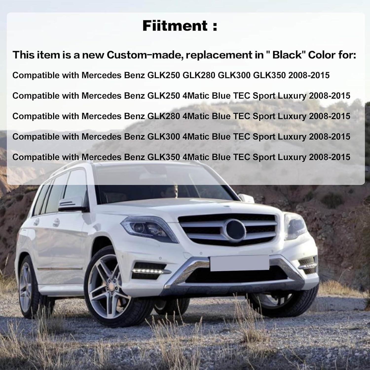 Priprilod Black Leather Driver Side Bottom Replacement Seat Cover Fit for Mercedes Benz GLK 250 350 Sport 2008 2009 2010 2011 2012 2013 2014 2015 Fit for Mercedes Benz C250 C300 C350 2008-2014