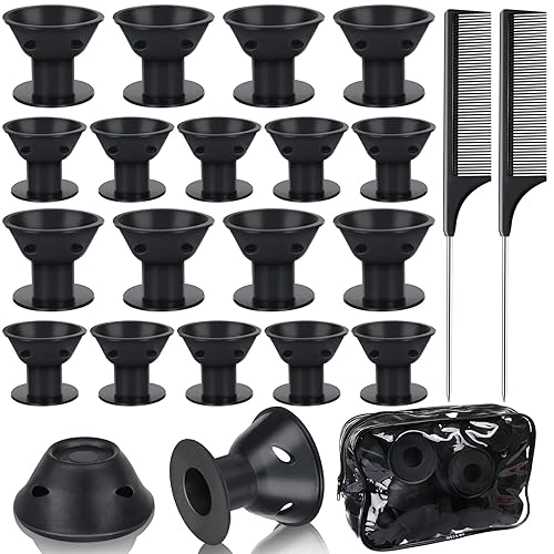 JULBEAR 60 rodillos mágicos de cabello azul marino sin calor, con 2 peines, incluye 30 rizadores grandes durante la noche, 30 rizadores de silicona