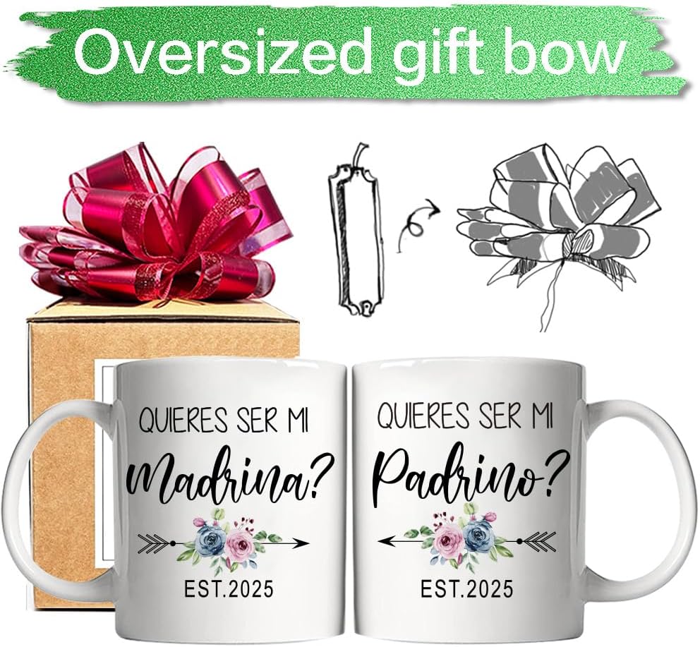 FALJIOK 2025 Quieres Ser Mi Madrina & Quieres Ser Mi Padrino Mug Set, GodParents Bautizo Recuerdos Juego Tazas, Madrina Padrinos Godparent De Bautizo Propuesta Taza De Café, Godparents Valentine Gift - Image 5