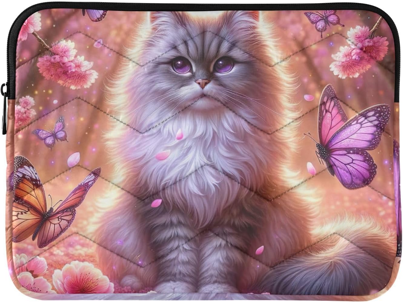 Aesthetic Cat Pink Top-Zip Laptop Sleeve