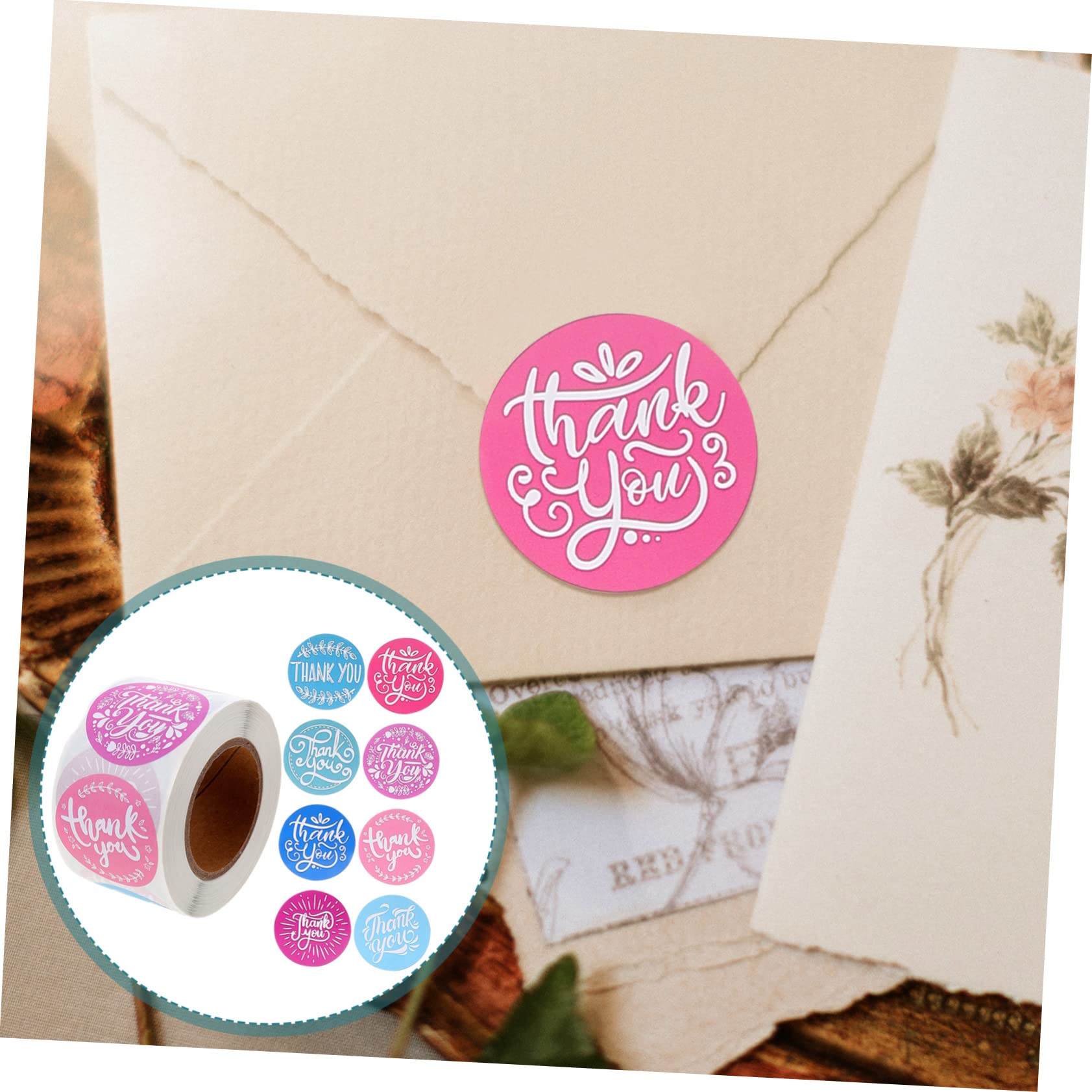 SHINEOFI 5rotoli Etichette Adesive Ringraziamento Per Confezioni Stickers Decorativi Per Chiusura Buste Feste e Occasione Speciali Confezione