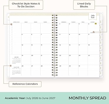 Blue Sky 2026-2027 Weekly & Monthly Academic Planner, 5.9x8.6 Floral Mint