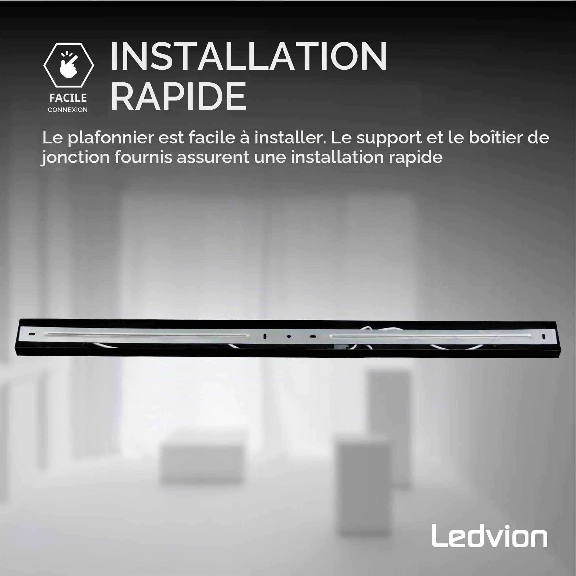 Ledvion Spot LED Plafond Noir 4 spot Rectangulaire GU10 sans ampoule