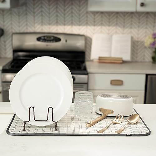 Miniatura 24 de S&T INC. Tapete de microfibra para secado de platos, reversible y absorbente para cocina, de 16 x 18 pulgadas, color negro