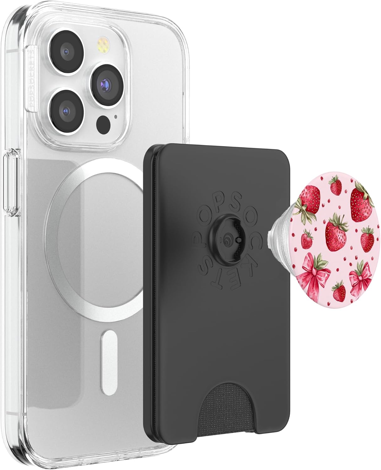 Girly || Aesthetic Pink Bow || Cute Strawberry Bow Pattern PopSockets PopWallet for MagSafe