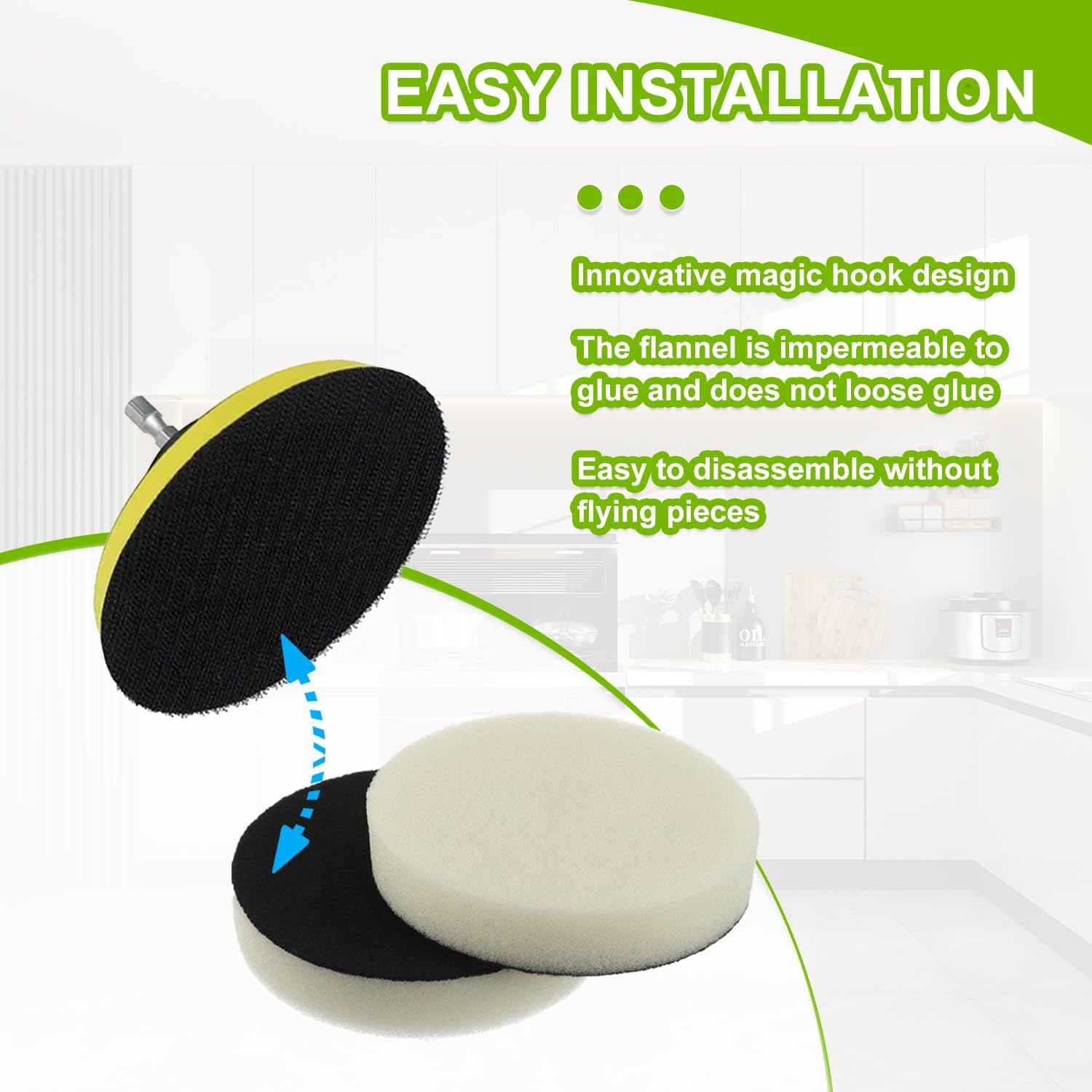 16pcs Foam Pads Power Scrubber Pads Set Electric Scrubber Replacement Scouring Pads fit for Dremel Versa Scouring Pads,White image 5