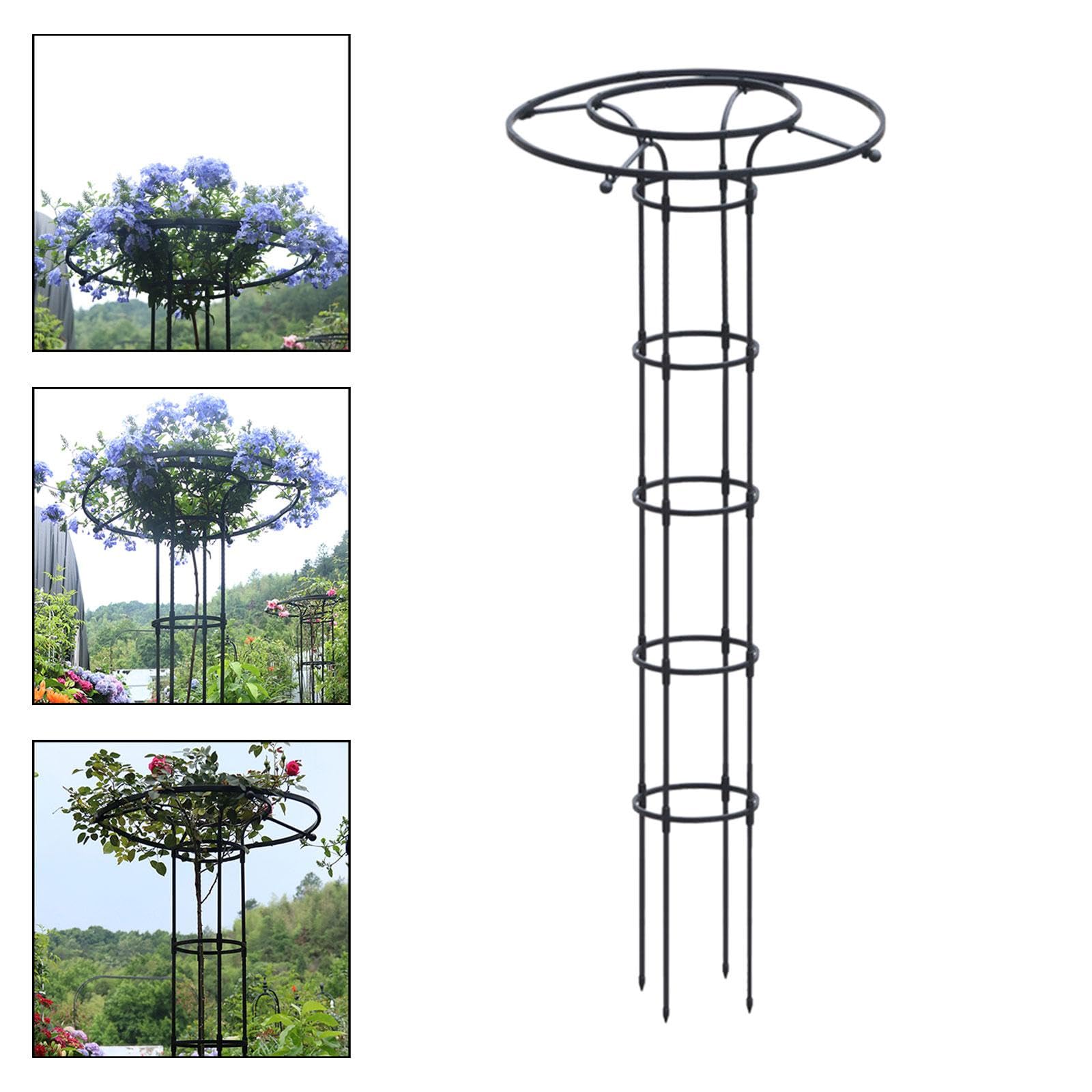 Treillis de jardin obélisque vertical pour parasol, cadre tour pour rosiers et vignes, hauteur 180 cm, noir