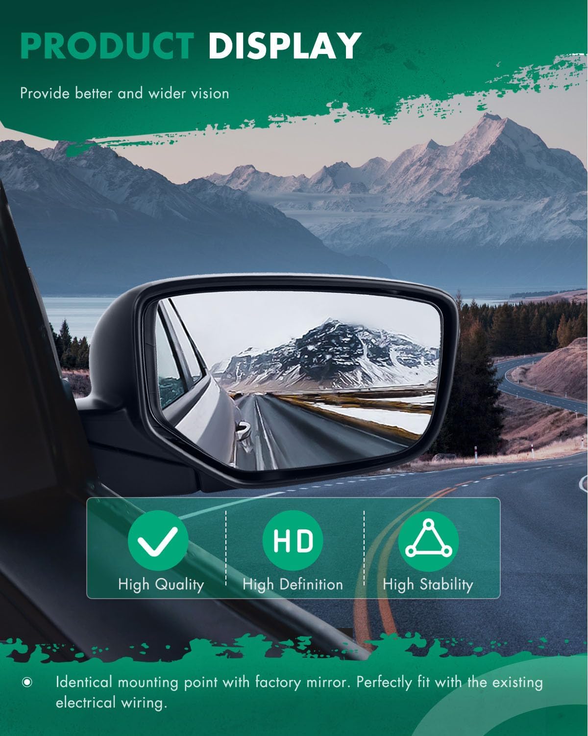 Scitoo Door Mirrors, fit for Exterior Accessories Mirrors fit 2008-2012 for for Accord Sedan with Power Adjusting Manul-Folding Features (Passenger Side)