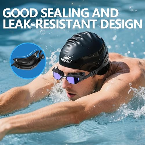 Miniatura 6 de Whale Gafas de natación polarizadas UV400 antivaho adecuadas para adultos y adolescentes Negro (polarizado + dorado espejo),Blanco (polarizado +
