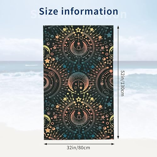 Miniatura 4 de Toalla de playa mágica de astrología mágica con luna y estrella, grande, suave, absorbente, de secado rápido, toallas de baño de gran tamaño para