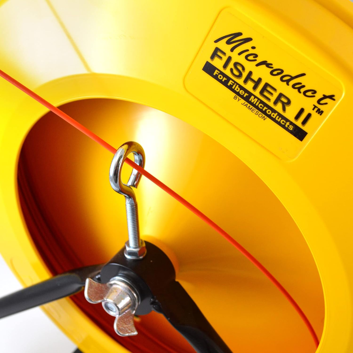 Jameson Microduct Fisher™ II Fish Tape, 1/8 in. x 350 ft., Compact Fiberglass Rod with Stand – Lightweight, Durable, Low-Profile Design for Fiber Microducts