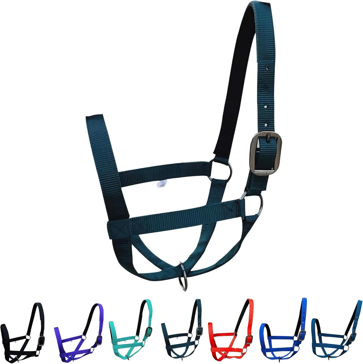 Majestic Ally Adjustable Nylon Cattle Halter with Padded Crown and Nose – 6-Month Warranty